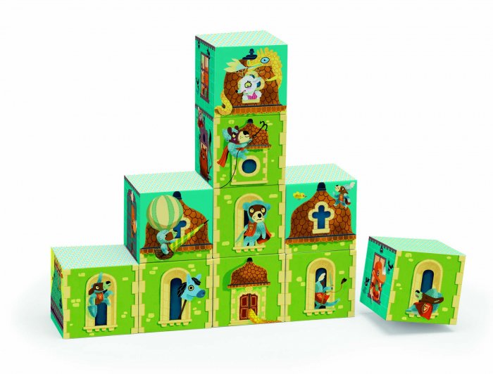 Cuburi castel - Set cuburi multicolore din carton